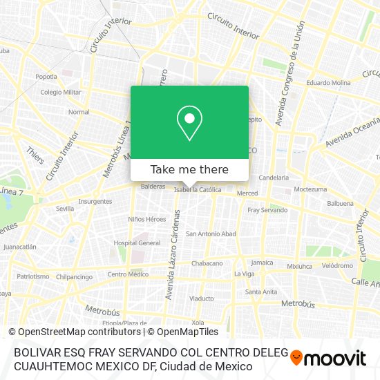 BOLIVAR  ESQ  FRAY SERVANDO  COL  CENTRO DELEG  CUAUHTEMOC MEXICO DF map