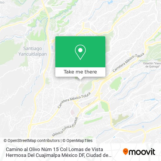 Camino al Olivo Núm  15  Col  Lomas de Vista Hermosa  Del  Cuajimalpa  México DF map