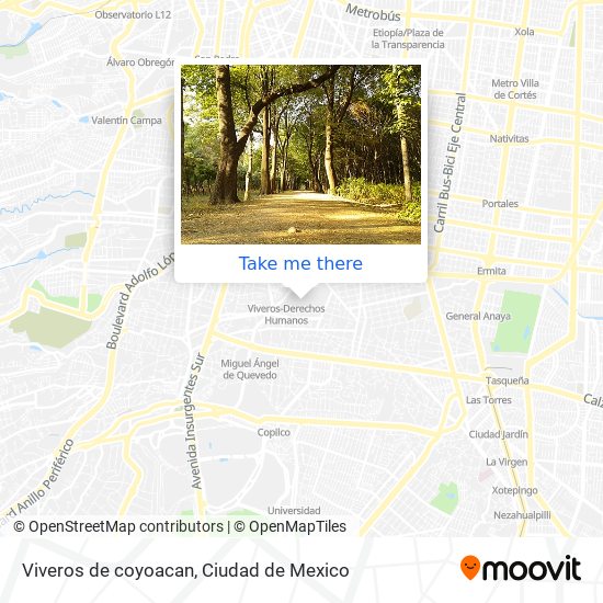 Viveros de coyoacan map