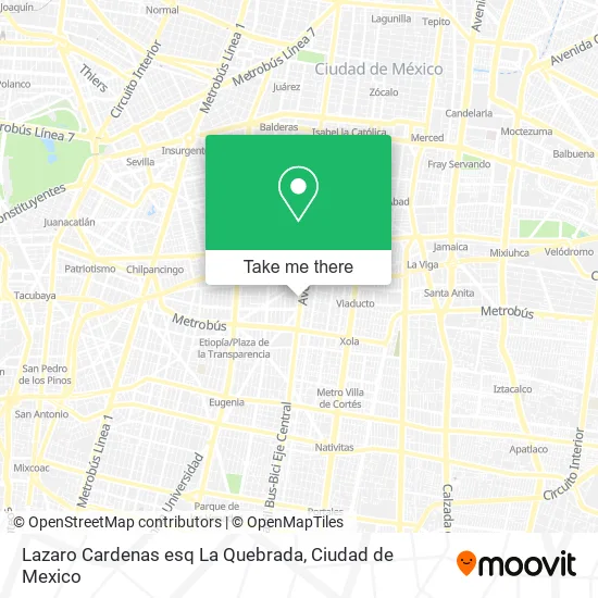 Lazaro Cardenas esq  La Quebrada map