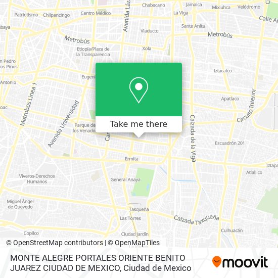 MONTE ALEGRE  PORTALES ORIENTE  BENITO JUAREZ  CIUDAD DE MEXICO map