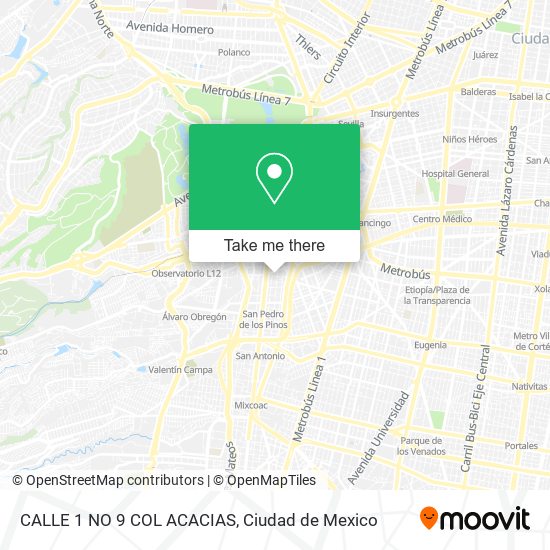 CALLE 1  NO 9 COL  ACACIAS map