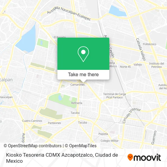 Mapa de Kiosko Tesoreria CDMX Azcapotzalco