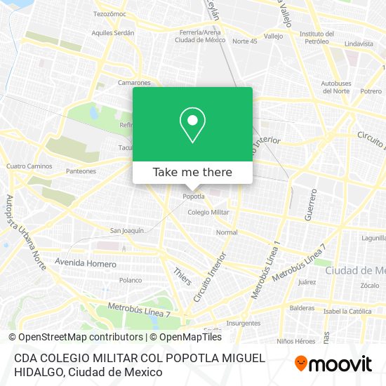 CDA COLEGIO MILITAR  COL  POPOTLA MIGUEL HIDALGO map