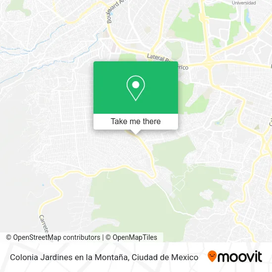 Colonia Jardines en la Montaña map