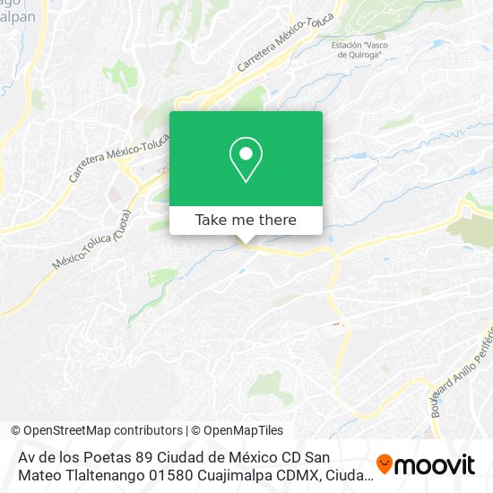 Mapa de Av de los Poetas  89 Ciudad de México  CD  San Mateo Tlaltenango   01580 Cuajimalpa  CDMX