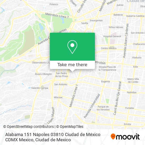 Alabama 151  Nápoles  03810 Ciudad de México  CDMX  Mexico map