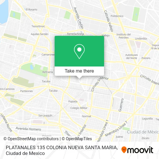 Mapa de PLATANALES 135 COLONIA NUEVA SANTA MARIA