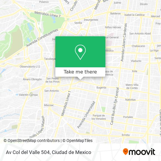 Av  Col  del Valle 504 map