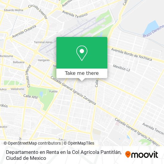 Departamento en Renta en la Col  Agrícola Pantitlán map