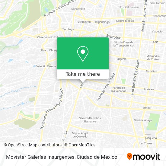 Mapa de Movistar Galerías Insurgentes