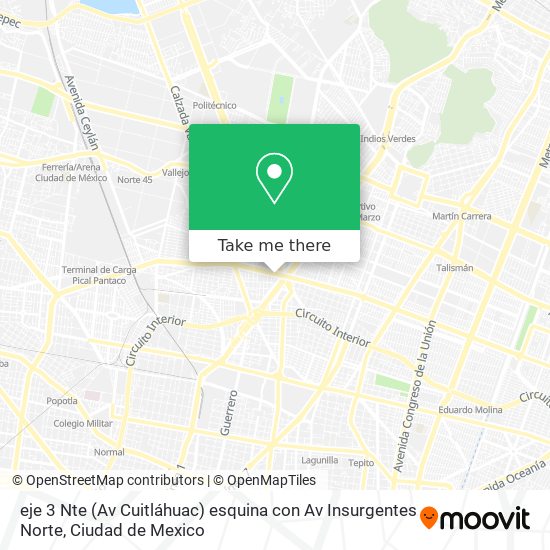 Mapa de eje 3 Nte (Av  Cuitláhuac) esquina con Av  Insurgentes Norte