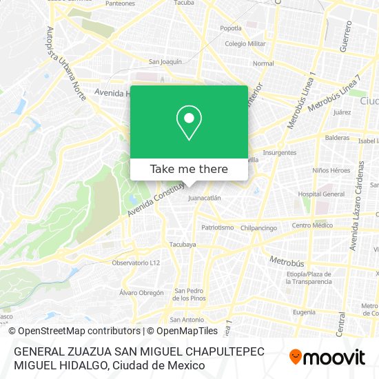 GENERAL ZUAZUA  SAN MIGUEL CHAPULTEPEC  MIGUEL HIDALGO map