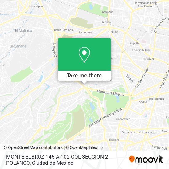 Mapa de MONTE ELBRUZ 145 A 102  COL SECCION 2 POLANCO