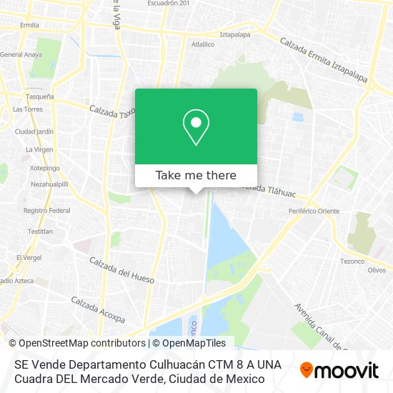 SE Vende Departamento Culhuacán CTM 8  A UNA Cuadra DEL Mercado Verde map