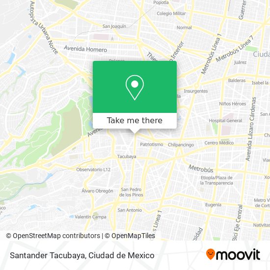 Santander Tacubaya map
