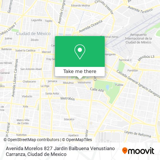 Avenida Morelos 827  Jardín Balbuena  Venustiano Carranza map