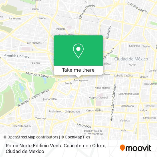 Mapa de Roma Norte  Edificio  Venta  Cuauhtemoc  Cdmx