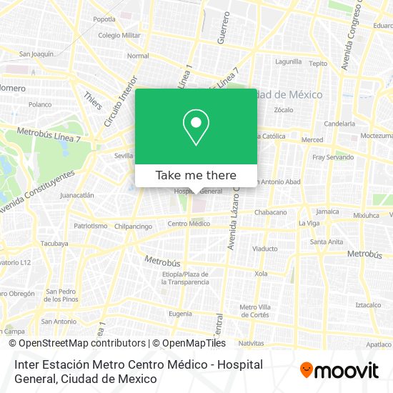 Inter Estación Metro Centro Médico - Hospital General map