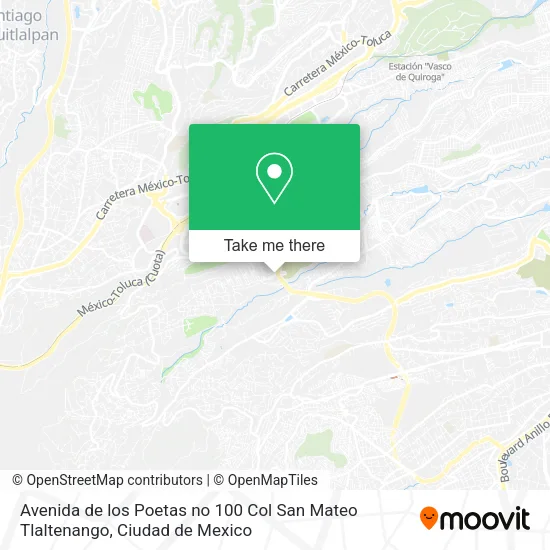 Mapa de Avenida de los Poetas no  100  Col  San Mateo Tlaltenango