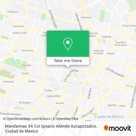 Mandarinas 34  Col  Ignacio Allende  Azcapotzalco map