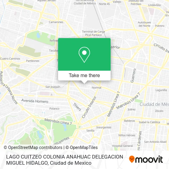 Mapa de LAGO CUITZEO   COLONIA ANAHUAC  DELEGACION MIGUEL HIDALGO