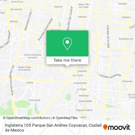 Inglaterra 105   Parque San Andres Coyoacan map