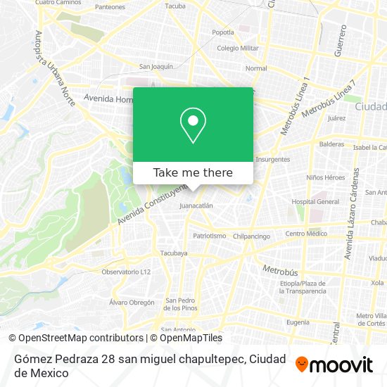 Gómez Pedraza 28  san miguel chapultepec map