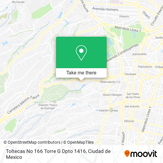 Toltecas No  166  Torre G  Dpto  1416 map