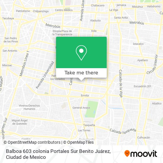 Balboa 603 colonia Portales  Sur Benito Juárez map