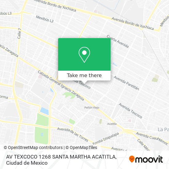 Mapa de AV TEXCOCO 1268  SANTA MARTHA ACATITLA