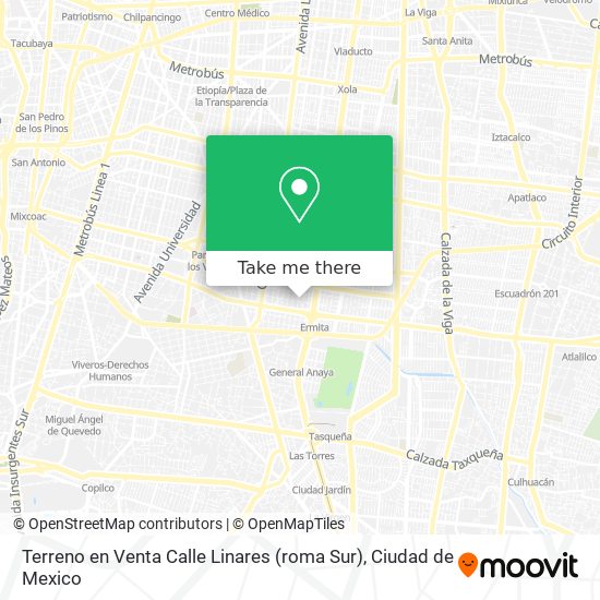 Mapa de Terreno en Venta Calle Linares  (roma Sur)