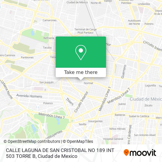 CALLE LAGUNA DE SAN CRISTOBAL NO  189 INT 503 TORRE B map