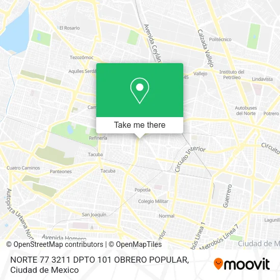 Mapa de NORTE 77 3211 DPTO 101 OBRERO POPULAR