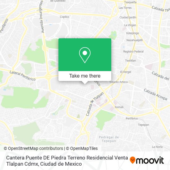 Mapa de Cantera Puente DE Piedra  Terreno Residencial  Venta  Tlalpan  Cdmx