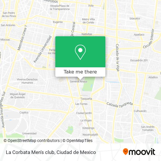 How to get to La Corbata Men's club in Benito Juárez by Bus, Metro or Train?