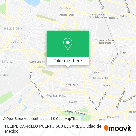 FELIPE CARRILLO PUERTO 603 LEGARIA map