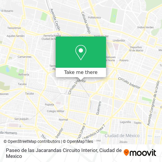 Paseo de las Jacarandas Circuito Interior map