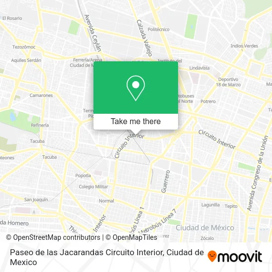 Paseo de las Jacarandas Circuito Interior map
