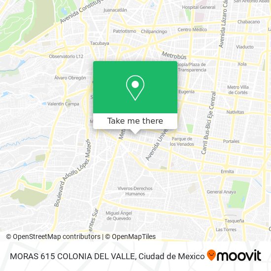 MORAS 615  COLONIA DEL VALLE map