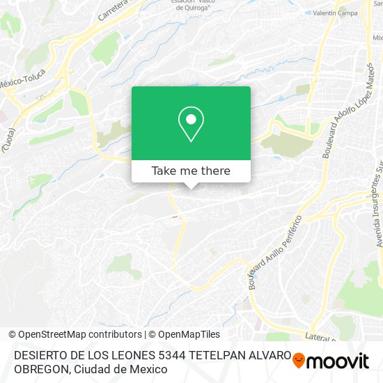 DESIERTO DE LOS LEONES 5344  TETELPAN  ALVARO OBREGON map