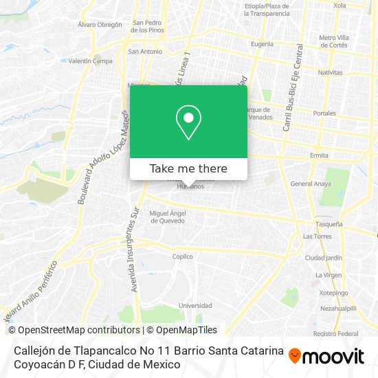 Callejón de Tlapancalco No  11 Barrio Santa Catarina  Coyoacán  D F map