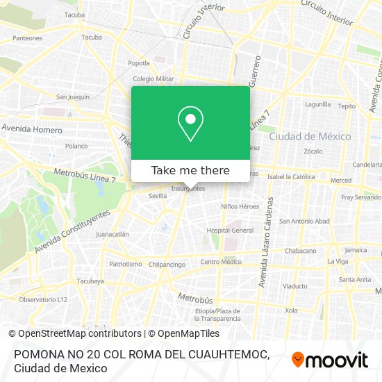 POMONA NO  20  COL  ROMA  DEL  CUAUHTEMOC map