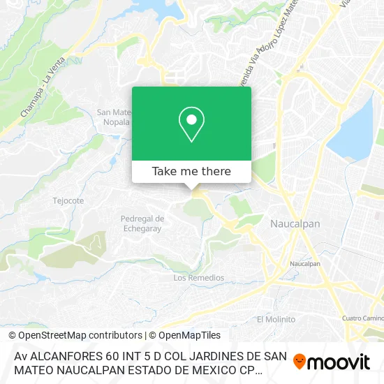 Av  ALCANFORES  60 INT 5 D COL  JARDINES DE SAN MATEO NAUCALPAN ESTADO DE MEXICO CP 53240 map