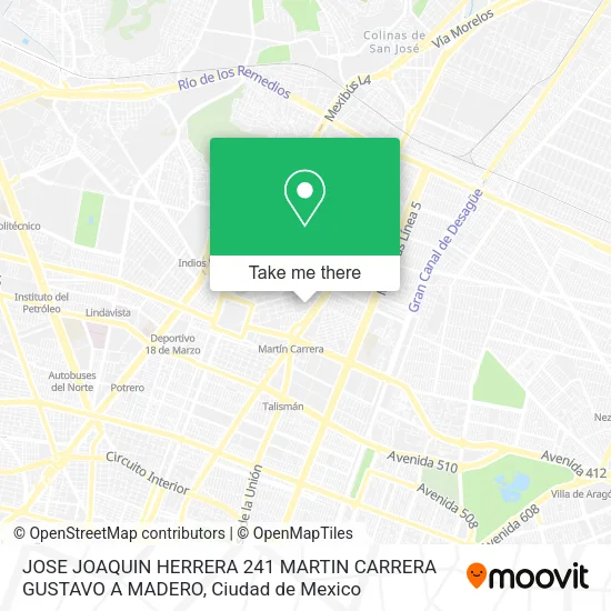 JOSE JOAQUIN HERRERA 241  MARTIN CARRERA  GUSTAVO A MADERO map