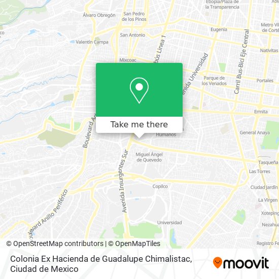 Mapa de Colonia Ex Hacienda de Guadalupe Chimalistac