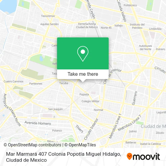 Mapa de Mar Marmará 407  Colonia Popotla  Miguel Hidalgo