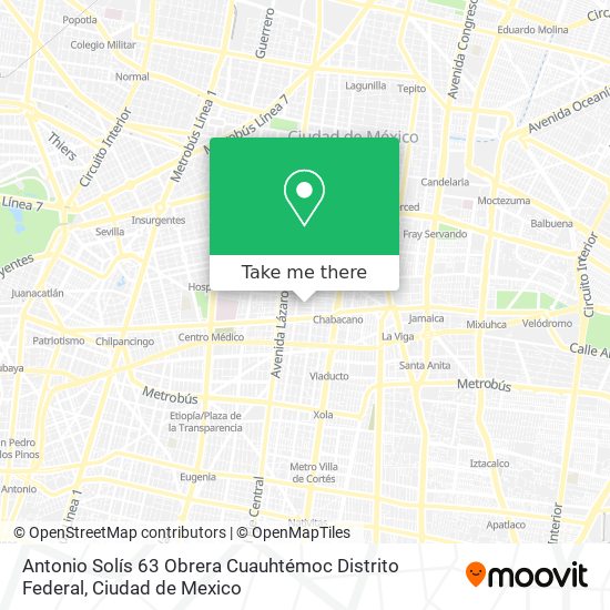 Antonio Solís 63  Obrera  Cuauhtémoc  Distrito Federal map