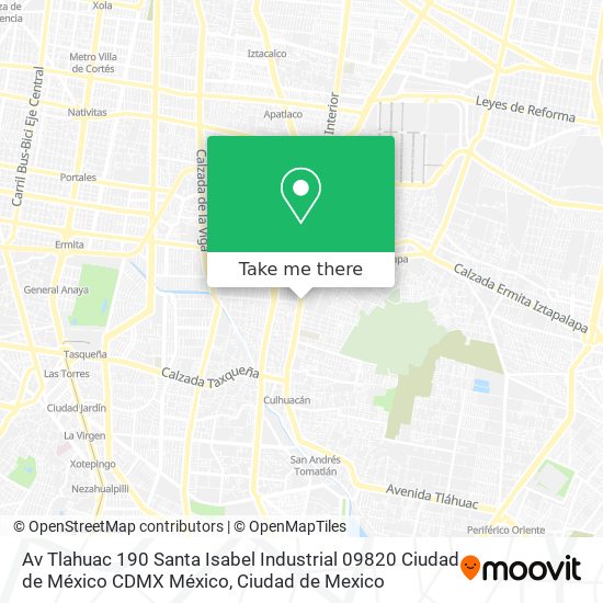 Mapa de Av  Tlahuac 190  Santa Isabel Industrial  09820 Ciudad de México  CDMX  México