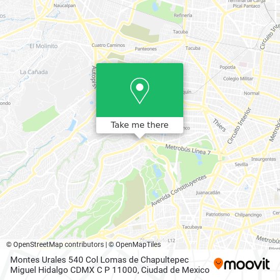 Montes Urales 540  Col Lomas de Chapultepec  Miguel Hidalgo  CDMX  C P 11000 map